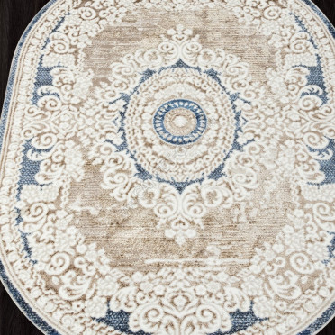Ковер турецкий O1701-630 ANTEP (Полиэстер, голубой, кремовый)