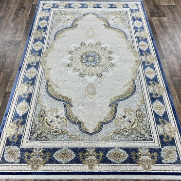 Турецкий ковер Turcia ISFAHAN 29049A (Полиэстер, синий, серый, кремовый)